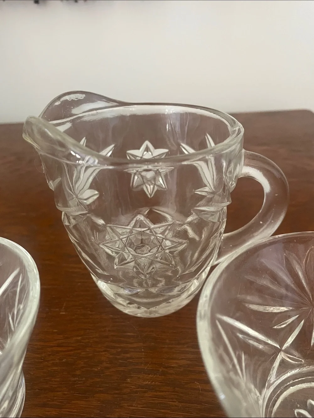 Vintage anchor hocking creamer and cups